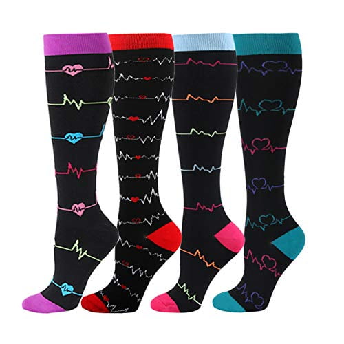 Running 4 Pack for Nurse HLTPRO Compression Socks for Women & Men Circulation Flight Medical Running 4 Pack for Nurse HLTPRO Compression Socks for Women & Men Circulation Flight Medical